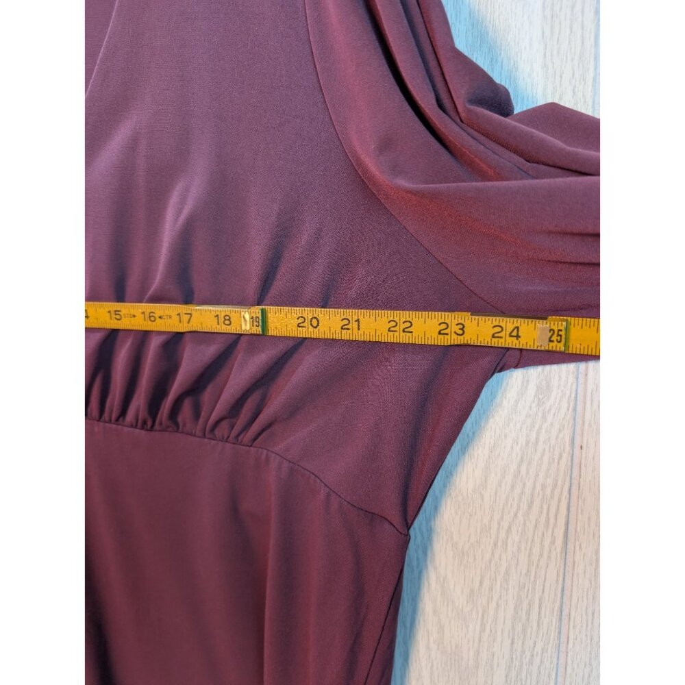 Torrid, Purple Studio Knit V-Neck Quarter Sleeve Shirred Top, Plus Size 2 - Picture 5 of 7
